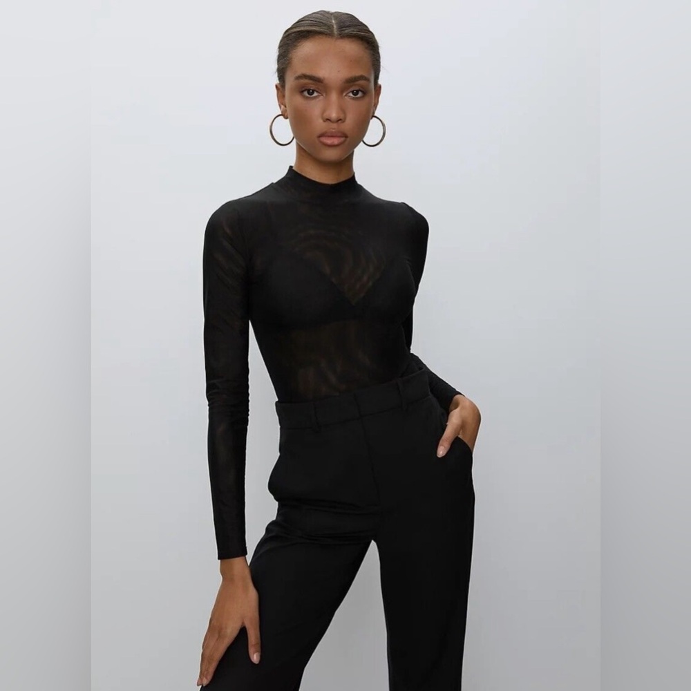Aritzia Babaton Mesh Long Sleeve Bodysuit